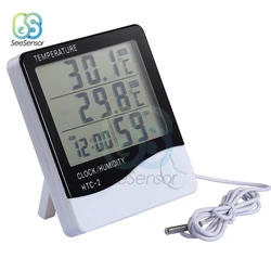 HTC-2 Digital LCD Thermometer Hygrometer Elektronische Temperatur Feuchtigkeit Meter Wetter Station Indoor Outdoor Uhr