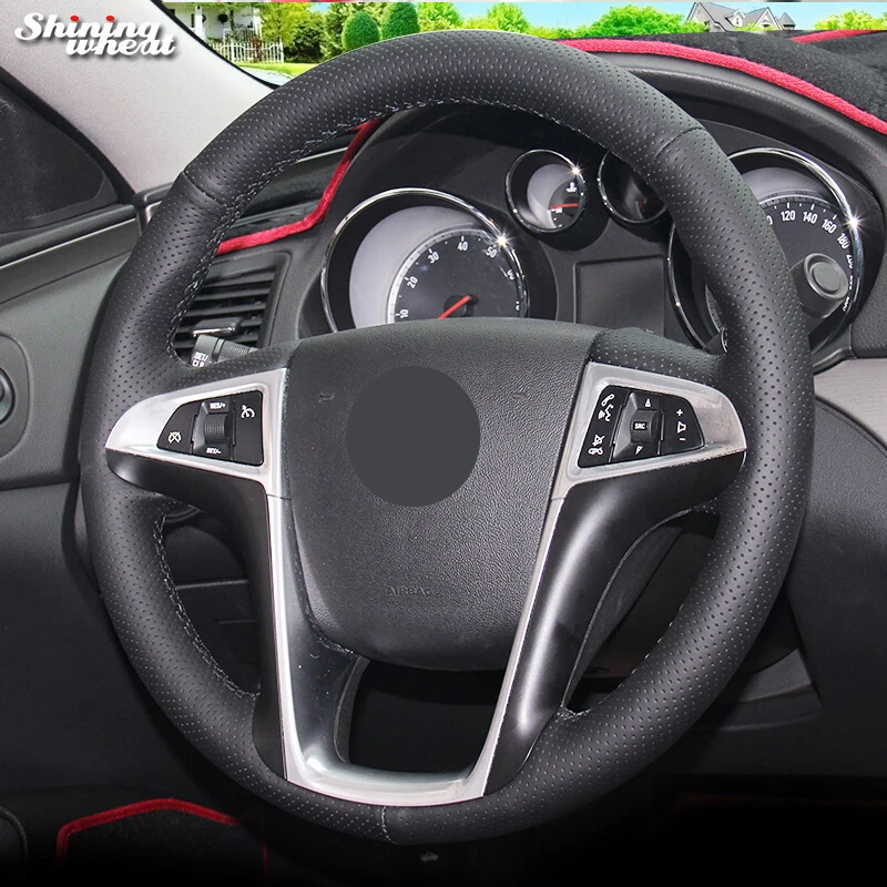 

Shining wheat Black Genuine Leather Car Steering Wheel Cover for Buick Lacrosse 2009-2012 Chevrolet Equinox 2010-2016