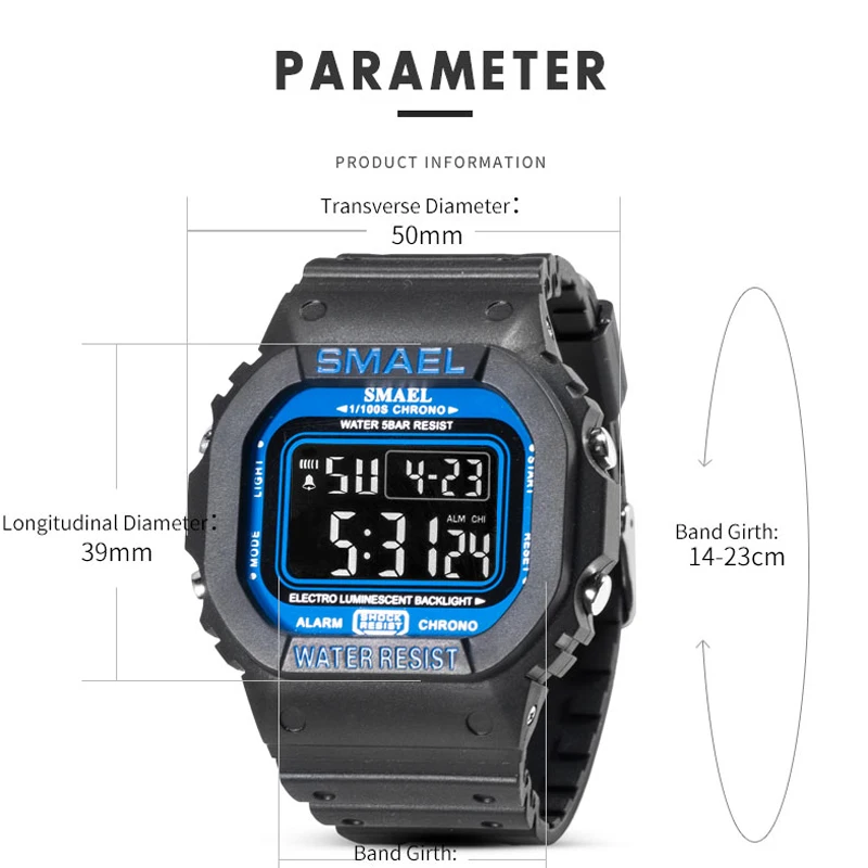 SMAEL Digital Watch Men Sports Watches LED Military Army Camouflage Wrist Watch For Boy Waterproof Top Brand Student Stopwatch