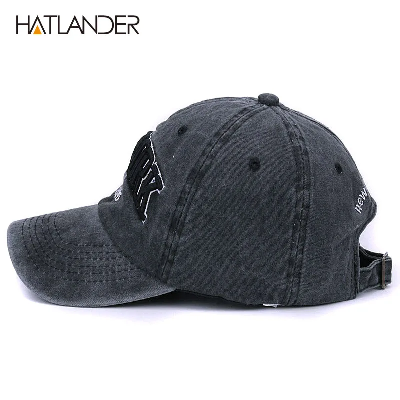 [HATLANDER]Sand washed 100% cotton baseball cap hat for women men vintage dad hat NEW YORK embroidery letter outdoor sports caps