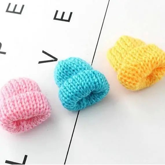 25pcs mini Knitting Yarn Hat for diy Kids Hair Accessories mix candy colors cute cap jewelry making