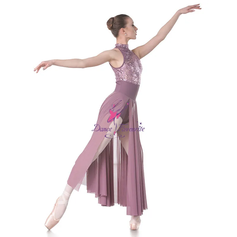 Dance Favourite Dance Costumes 18015 Sequin Lance Bodice with mesh Long Skirt Lyrical  Ballet Dress Dance Costumes