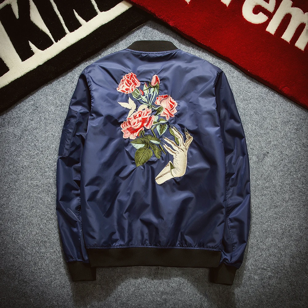 Männer mantel marke jacken und mäntel stickerei florales flug bomberjacke frauen military windjacke ceket chaquetas mujer