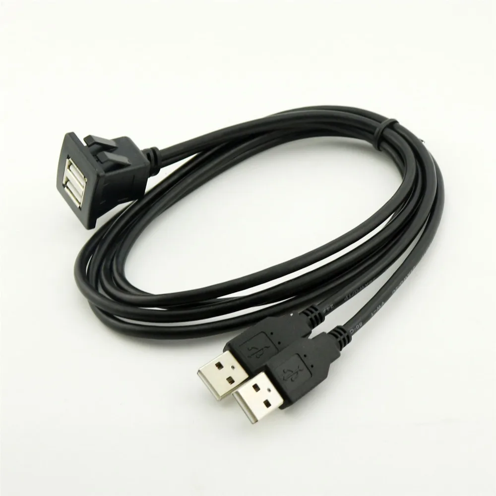 1x 3FT/6FT Car Dashboard Flush Mount Dual USB 2.0 A Socket Extension Lead Panel Connector Cable Cord