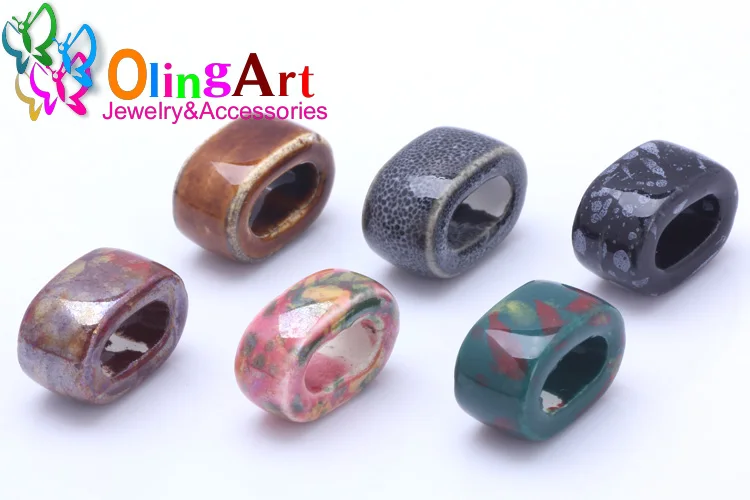 OlingArt 18*10mm 6 Stück/Set Leder-Verschlüsse Keramik-Quadratlochperlen Neuer Topseller Mehrfarbige Mischung DIY Schmuckherstellung Leder – Detail 21