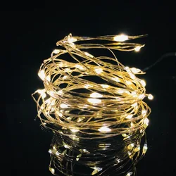 ECLH 2M 5M 10M 100 Led Strings Copper Wire 3XAA Battery Operated Christmas Wedding Party Decoration LED String Fairy Lights