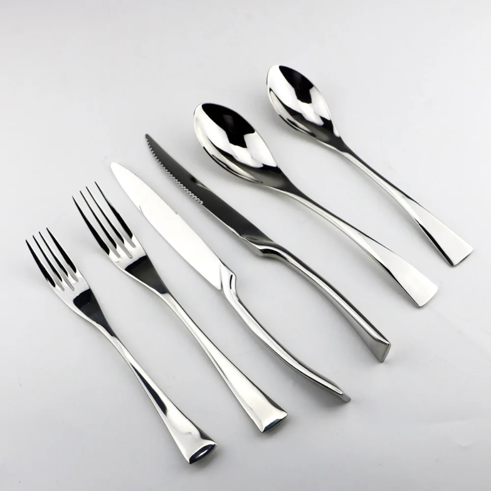 6/12/24Pcs Golden Black Silver Dinnerware 304 Cutlery Set Stainless Steel Dinner Steak Knife Fork Teaspoon Party Gift