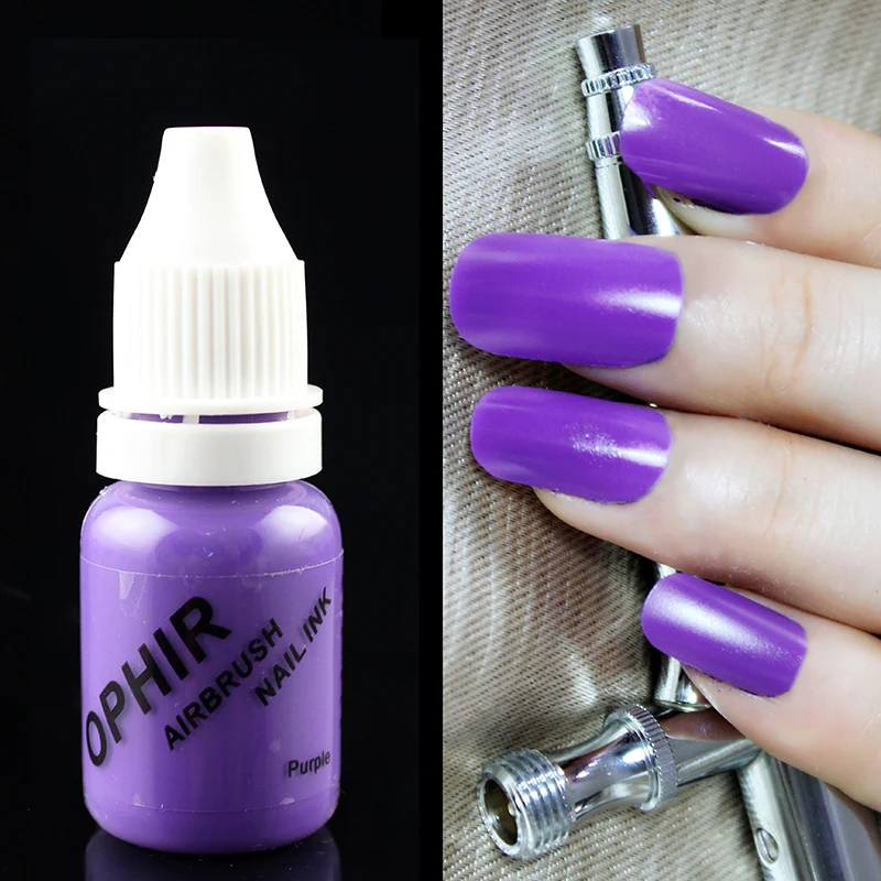 OPHIR 12 Color Airbrush Nail Inks for Stencils Gel Nail Polish 10 ML/Bottle Temporary Tattoo Pigment Nails Tools_TA098(1-12)