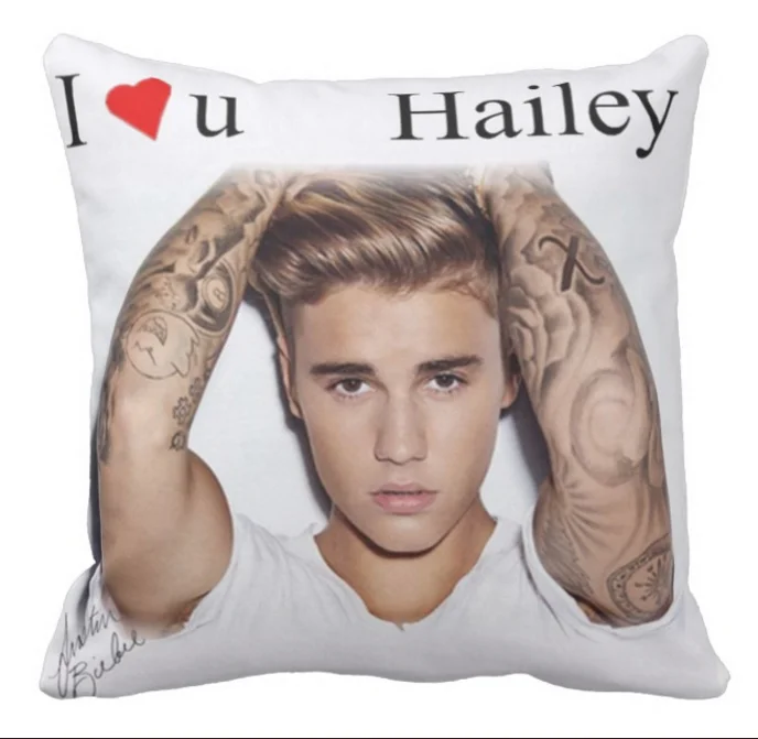 Justin Bieber I Love You Personalized Cushion Cover Justin Bieber Personalised Throw Pillow Case Custom Name Cushions Cases Gift