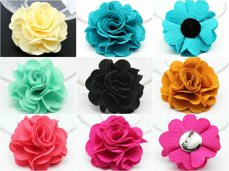 40pcs 60mm 믹스 컬러 패브릭 로즈 2.5inch 질감 꽃 diy 아기 머리띠 boutonniere 웨딩 모자 핀, 타이 핀