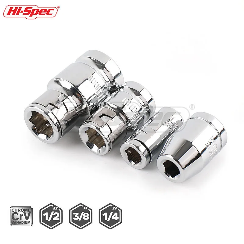 Hi-Spec 1/4 3/8 1/2 Ratchet Socket Adapter Universal Socket Set Hex Bit Adapter Converter Multitools Torque Wrench Tool Set