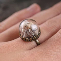 Anillo de concha Real de 3 piezas, Base de deseos rown, ajuste de anillo de terrario, regalo para ella