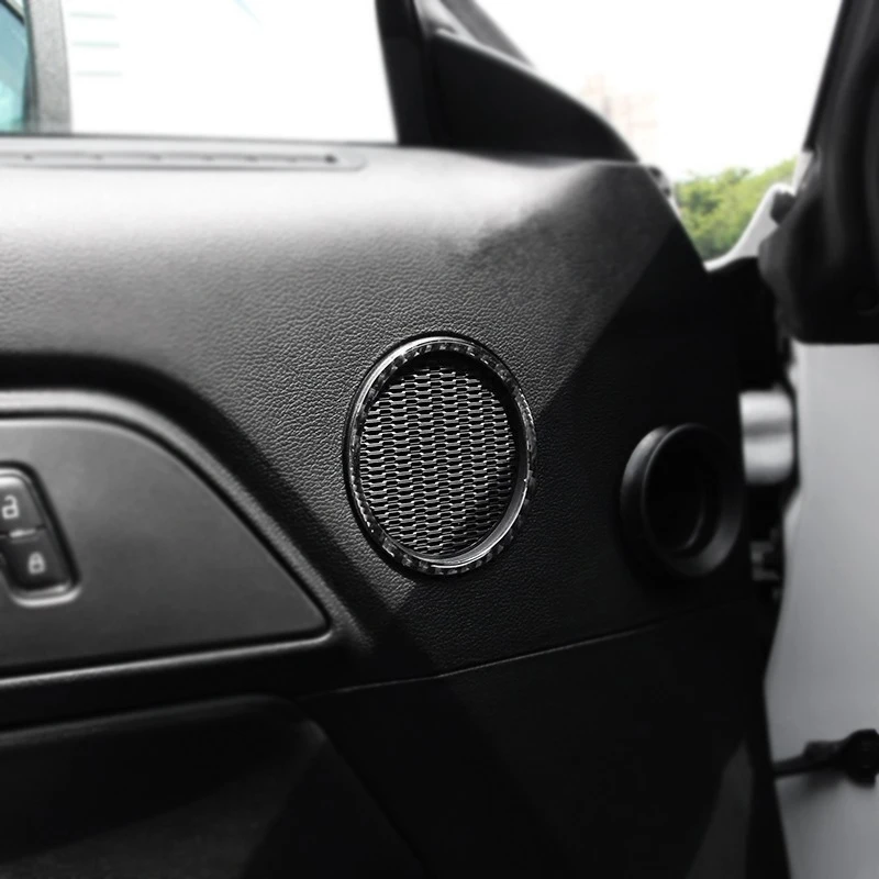 

2pcs Car Carbon Fiber Door Audio Speaker Ring Strip Cover Sticker Trim For Ford Mustang 2015 2016 2017