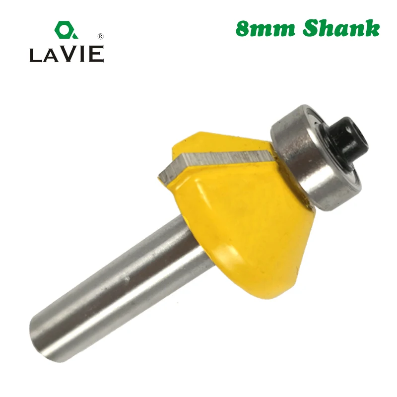 LAVIE-Mèche biseautée résistante à 45 chanfreins MC02021, 1 pièce, tige de 8mm, mèche de fraisage affleurante, travail de calcul