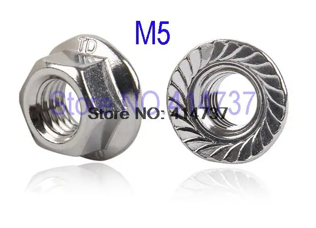 

1000pcs/lot High Quality Factory Direct Sale DIN6923 Stainless Steel 304 M5 hex flange nut