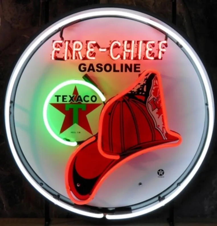 Custom FIRE CHIEF GASOLINE TEXACO Glass Neon Light Sign Beer Bar