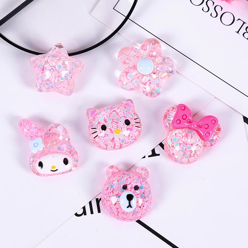 10pcs/lot Resin Bear/Flower/Star/ Cat/Girl/Mickey Head Flatback Cabochon For Craft Jewlery Headwear DIY Ornament