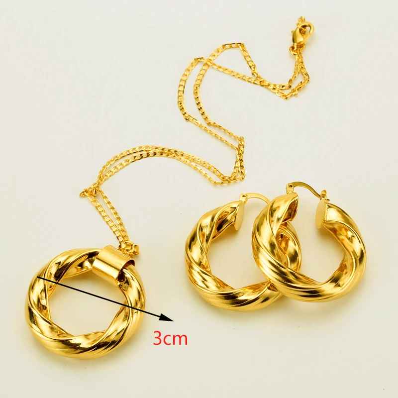 Dubai gold Ethiopian necklace & earrings African sets Gold Color jewellery for Israel/Sudan/ Arab/middle east women Gift