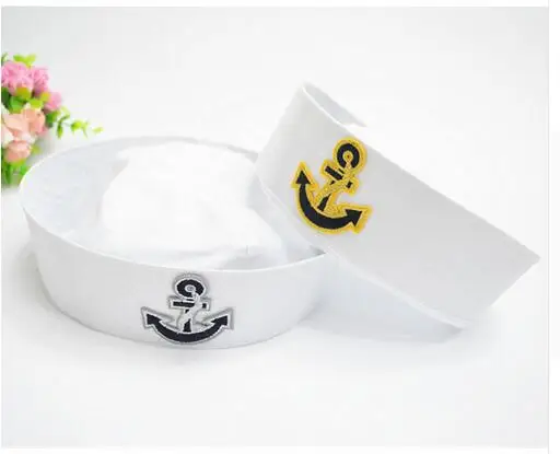 Sailors Ship Boat Captain Blue White Military Hat Adult Kids Navy Marine Cap Anchor Sea Boating Nautical Party Cosplay Outfit