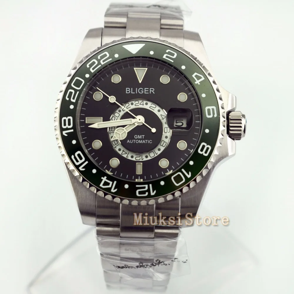 43mm Green Ceramic Bezel Luminous GMT Date Automatic Men\'s Watch Date&day Classique Relogio Feminino Blanc Femmes Dames