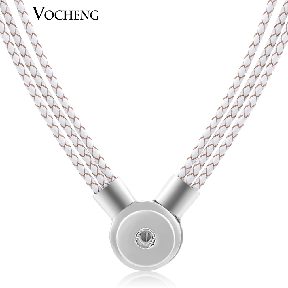 Vocheng Snap Button Jewelry 10 Colors Leather 18mm Magnet Pendant Necklace NN-369