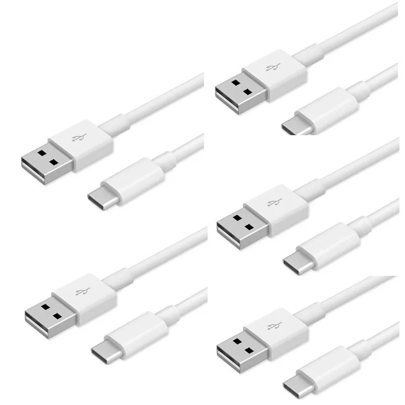 10Pcs/lot Original Usb 3.1 Type C Cable 1m Fast Charging Charger Type-C Usb-C Flat Wire For Huawei Mate 30 For LG V30 Magic