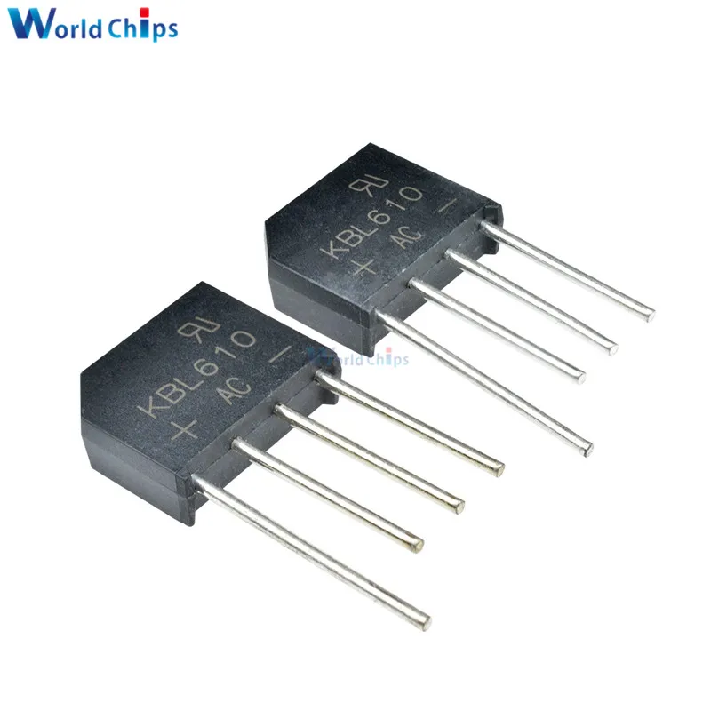 5PCS KBL610 1000V 6A Diode Bridge Rectifier Single Phase Bridge Rectifier KBL-610 New Arrival