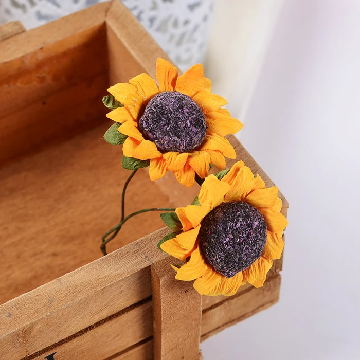 20pcs Artificial Paper Sunflower Decorative Flowers Bouquet Wedding Or Other Party Decoration Scrapbooking DIY 30-35mm