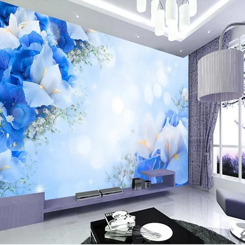 

beibehang Customize wallpaper 3d High Quickly mural flowers wallpaper blue mew europe papel de parede wallpaper for walls 3 d