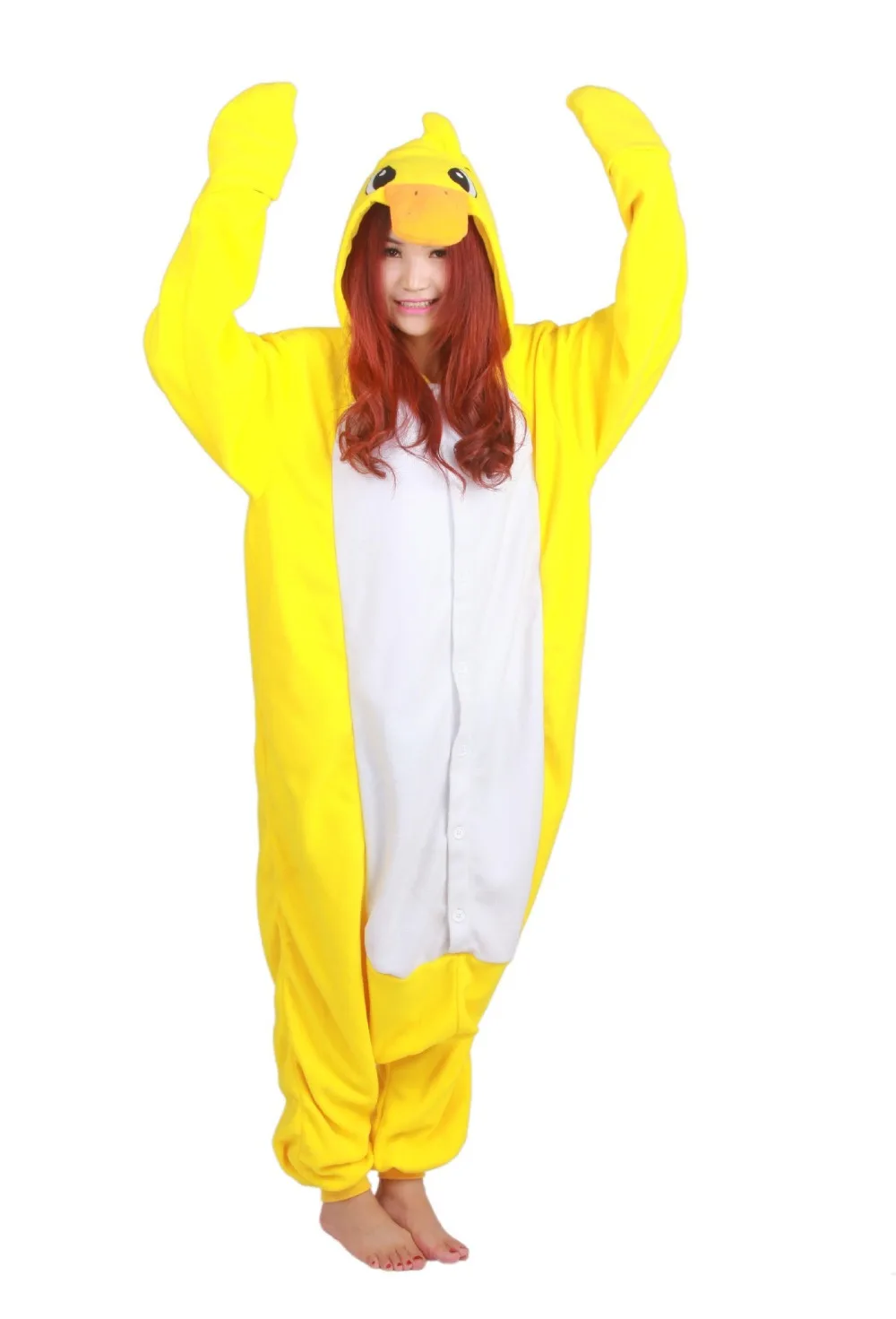 Kigurumi الأصفر بطة لل نيسيس الكبار البيجامة الكرتون ملابس خاصة للجنسين الرجال النساء نيسيي منامة تأثيري ازياء