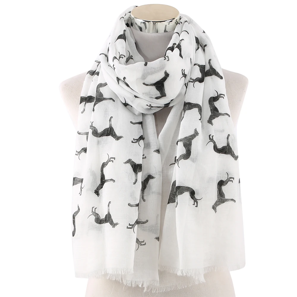 FOXMOTHER New Fashion Scarves Spring Summer Pink White Doberman Dog Animal Printed Scarf For Dog Lover Mom Gifts Dropshipping