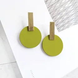 Trendy Summer Dangle Drop Geometric Earrings Candy Color Alloy Gold Resin Earring Blue Black Earings Fashion Jewelry 2018 Women