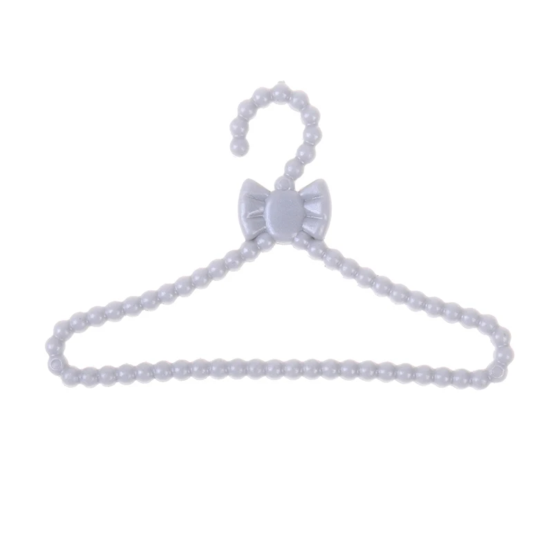 20 Pcs 1/6 Mini Silver Gray Hangers Bowknot Design Dollhouse Dress Clothes DIY Accessories For Doll Girls\' Gift Toy