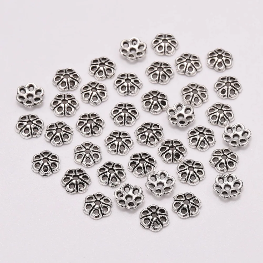 100pcs/Lot 6mm Antique Bead Caps Carved Flower Bead End Caps Receptacle Hollow Out Flower Torus DIY Spaced Apart Jewelry