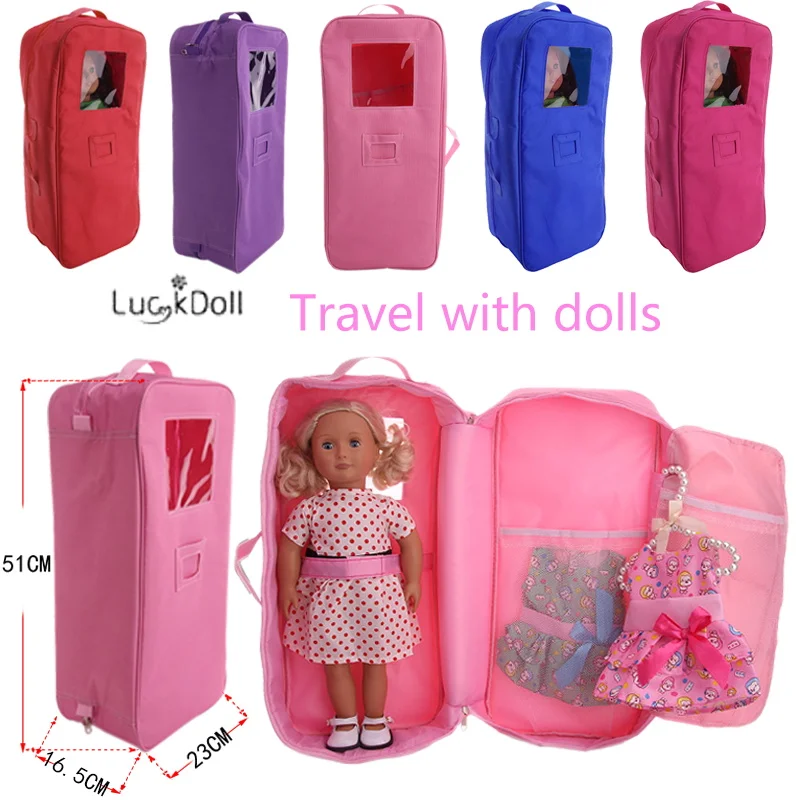 Free Shipping By epacket!5 Colors Travel Bag Fit 18 Inch American&43 CM Baby Doll Clothes Accessories,Girl's Toys,Generation