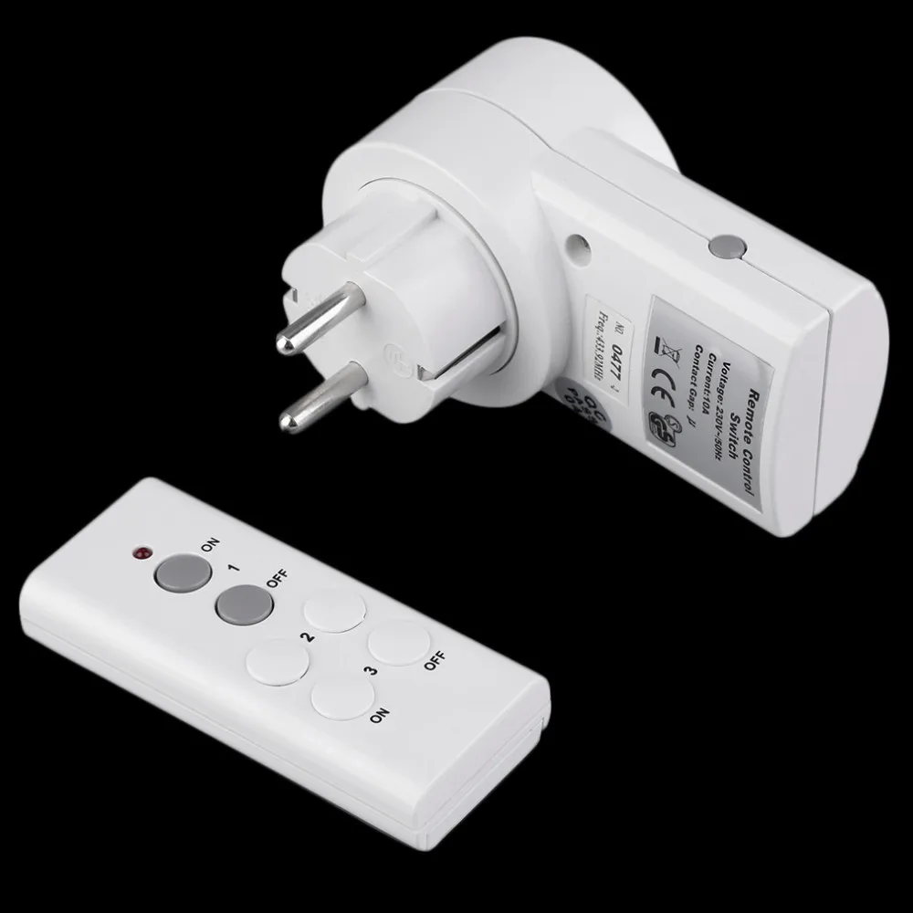 433.92MHz  Wireless Remote Control Home House Power Outlet Light Switch Socket +1 Remote EU Connector Plug