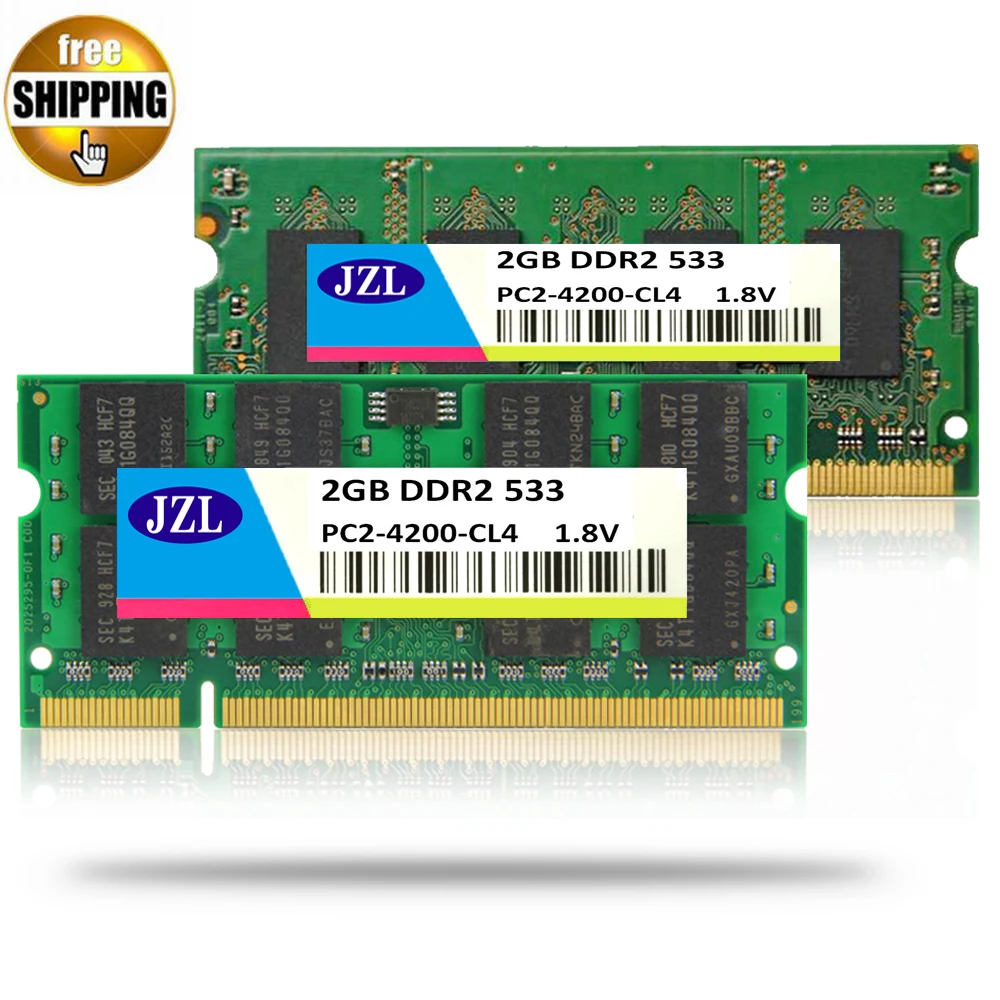 

JZL Laptop Memory Ram SODIMM PC2-4200 DDR2 533MHz 200PIN 2GB / PC2 4200 DDR 2 533 MHz 200 PIN 1.8V CL4 Notebook Computer SDRAM