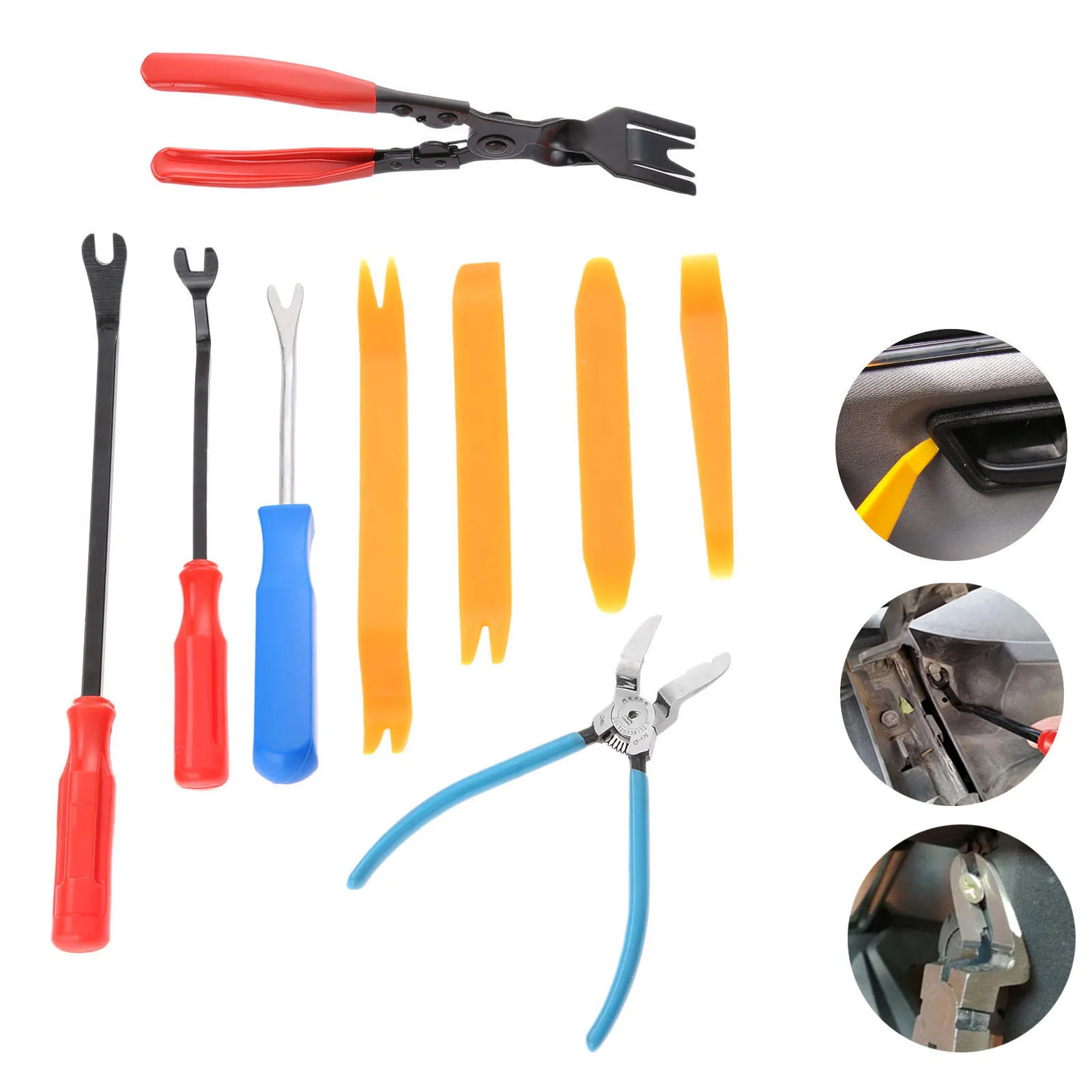 Yetaha 9PCS Car Special Fastener Repair Tools Mutipurpose Diagonal Plier Interior Door Trim Rivets Clip Cutter Pry Remover Kits