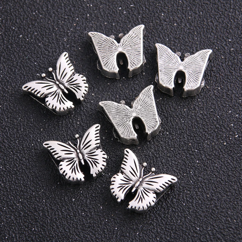 6PCS 16*19mm Butterfly Leather Beads Two Color Blank Cabochon Setting Diy Bracelets Making Supplies For 10mm Leather