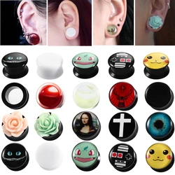 2Pcs Acrylic Ear Plug Tunnels Cute Ear Expanders Screw Fit Ear Flesh Tunnel Gauges Piercing Mixed Styles Ear Stretcher Jewelry