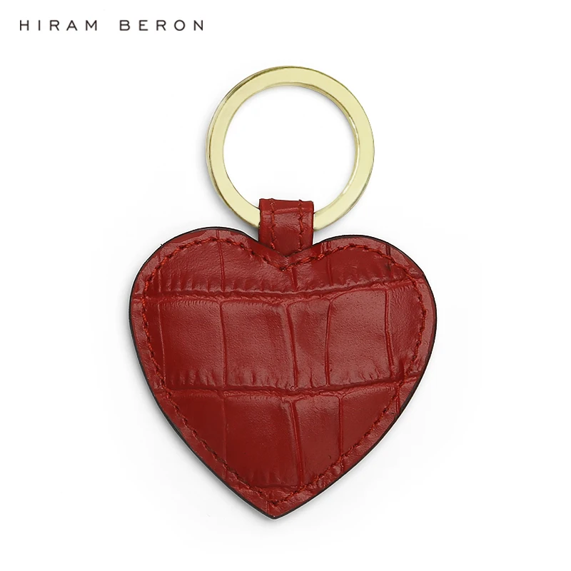 Hiram Beron Peronsalize Free Croco Leather Pattern Cute Key Holder With Heart Shape Men Gift Dropship