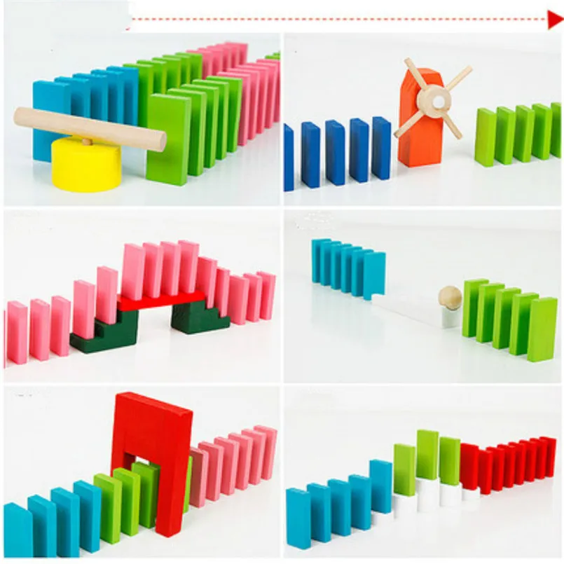 เด็ก Domino สถาบันอุปกรณ์เสริมออร์แกนบล็อกจิ๊กซอว์สายรุ้ง Dominoes Montessori การศึกษาไม้ของเล่นเด็ก