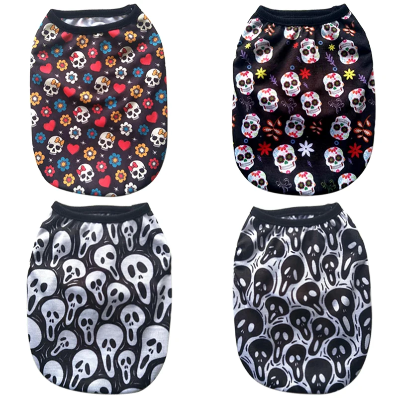 New Summer Pet Dog Vest Cat Clothes Cartoon Skull Vest Clothes For Dogs Cat T-shirt Soft Puppy Dogs Clothing Shirt Vest 2XS-5XL