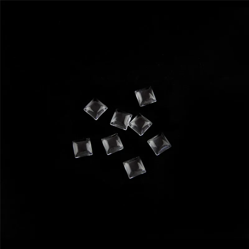 100pcs 8mm Square Flat Back Transparent Clear Magnifying Glass Cabochon Cover for DIY Jewelry Making