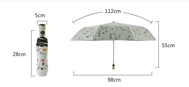 Full-Automatic Three-Folding Sunshade Umbrella Romantic Cute Umbrella Rain Women Creative parasol Flower Brand Umbrellas