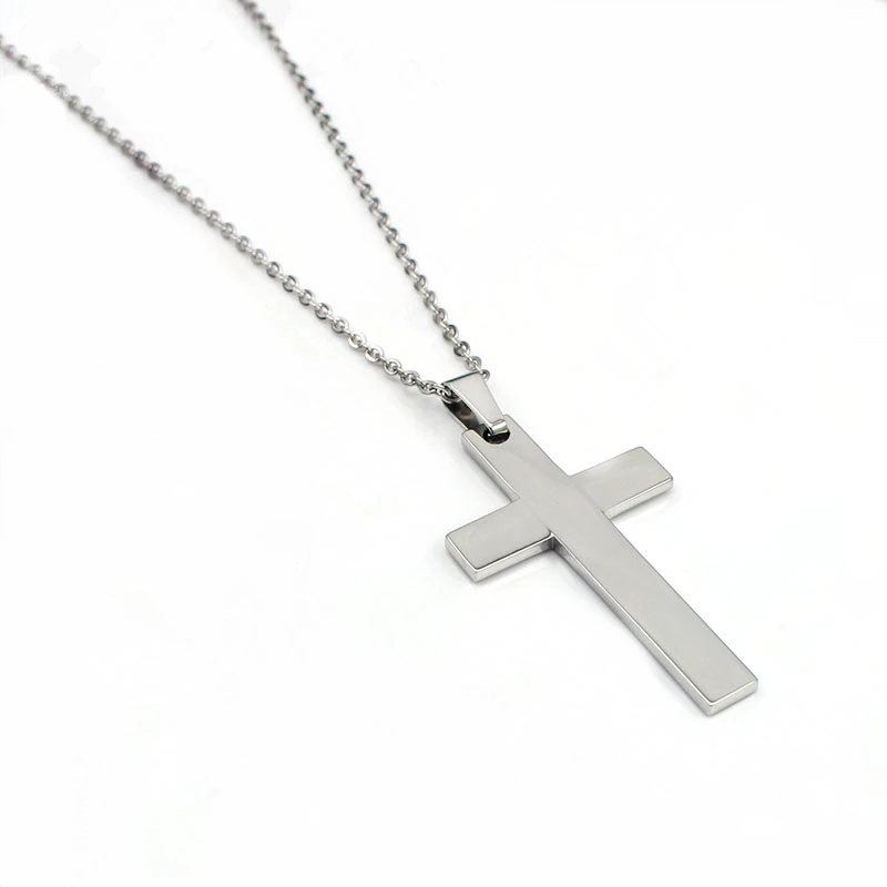 Women/Men Necklace Cross Statement Pendants Jewelry Multi Sizes Long Chain Stainless Steel Present for The Party