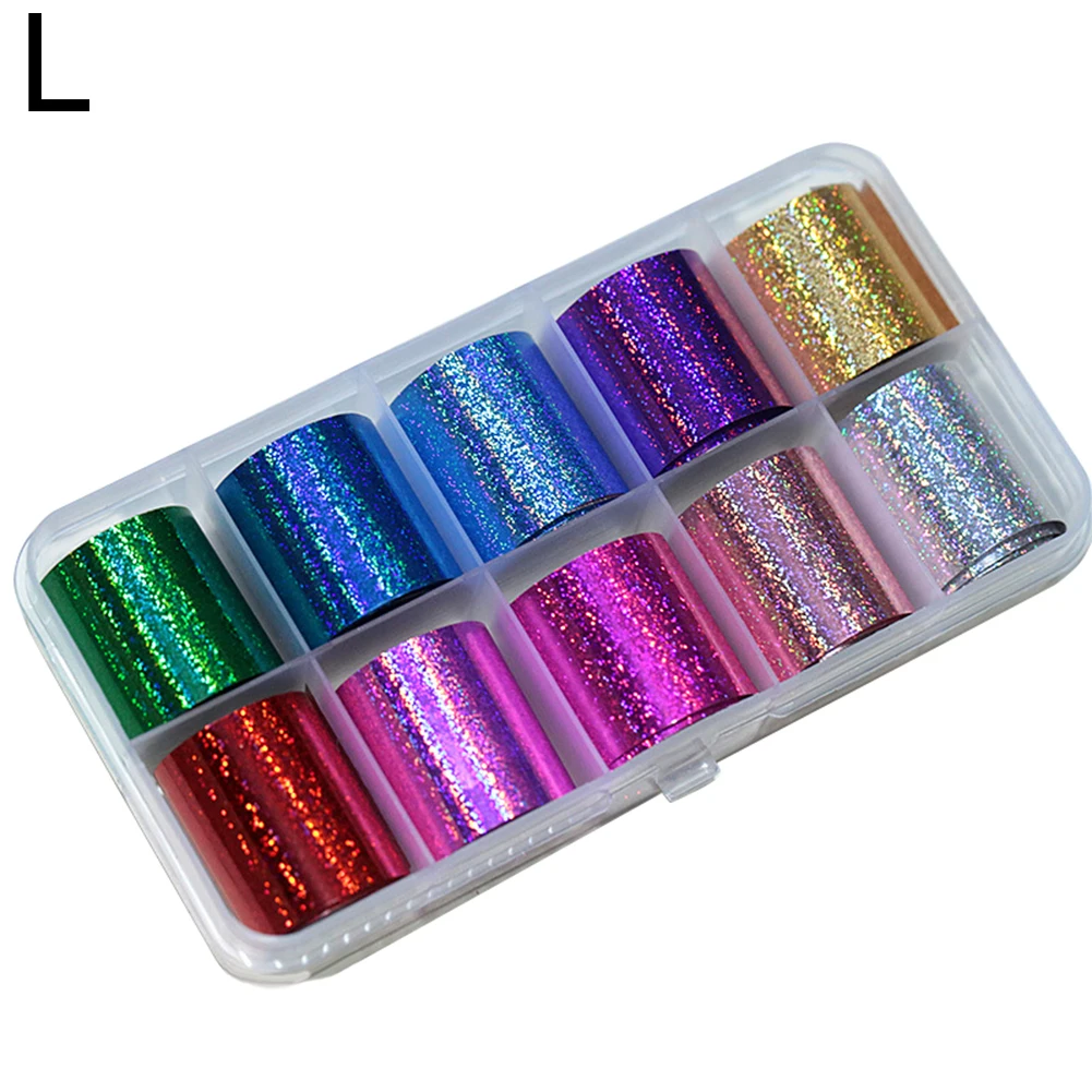 10Rolls/Set 10M Glitter Unghie Artistiche Fogli Laser Consigli Adesivi Fai Da Te Decorazioni Manicure autoadesivo Del Chiodo unghie Decorazioni di Arte