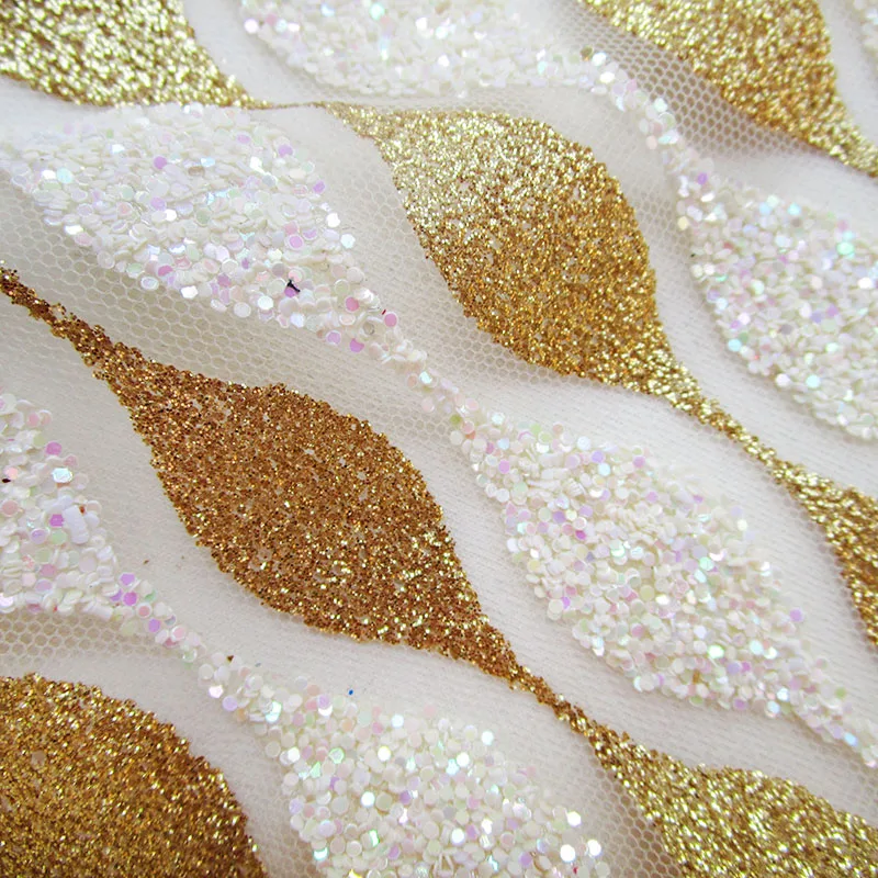 African Glue Sequins Shiny Net Cloth, Nigerian Tulle Mesh, Lace Fabric, 3D Sequins, Wedding Party Dress, Stage Costume