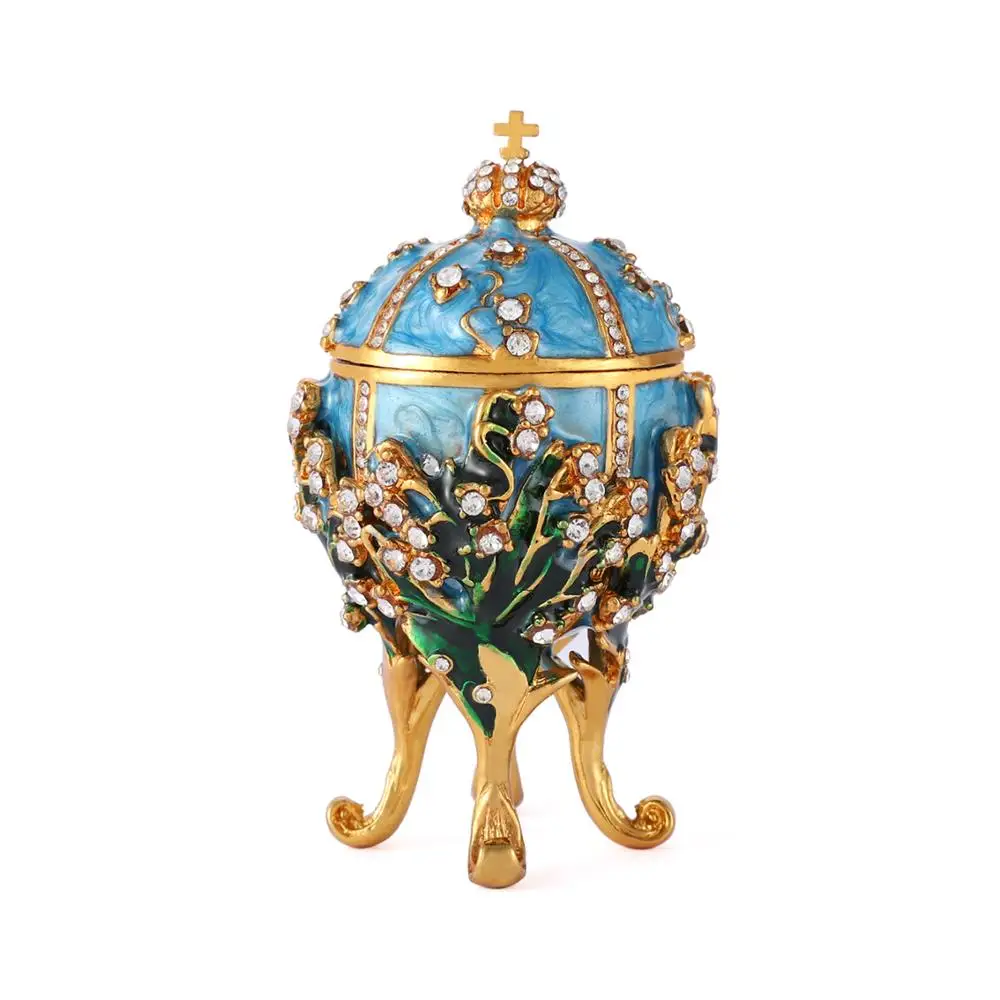 QIFU New Arrive Faberge Egg 1898 Lilies of the Valley Egg Replica for Home Decor