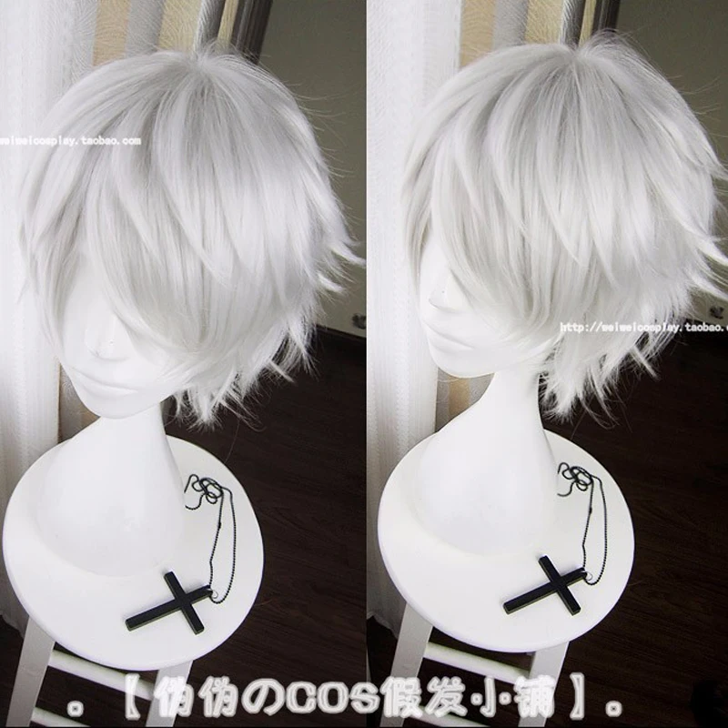 IHYAMS Wigs Kaneki Ken Wig Short Straight Silver Grey Synthetic Hair Cosplay Anime Wigs Heat Resistance Fiber